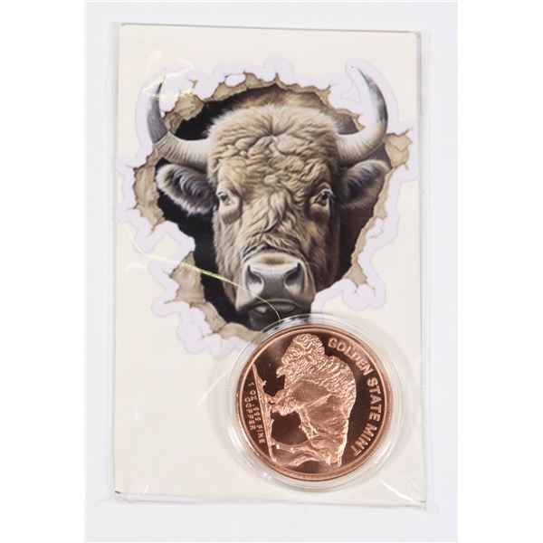 1-OZ BUFFALO COPPER ROUND IN CAPSULE WITH CARD