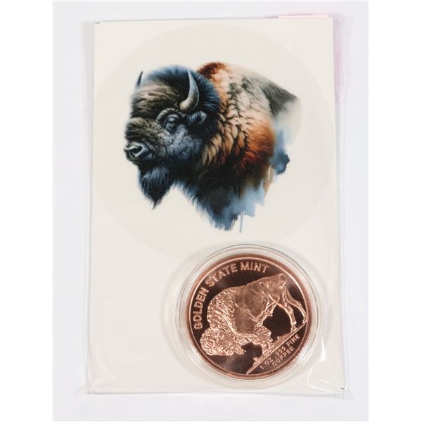 1-OZ BUFFALO COPPER ROUND IN CAPSULE WITH CARD