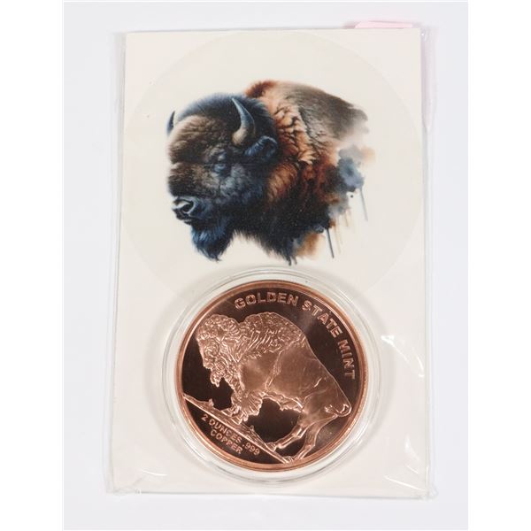 2-OZ BUFFALO COPPER ROUND IN CAPSULE WITH CARD