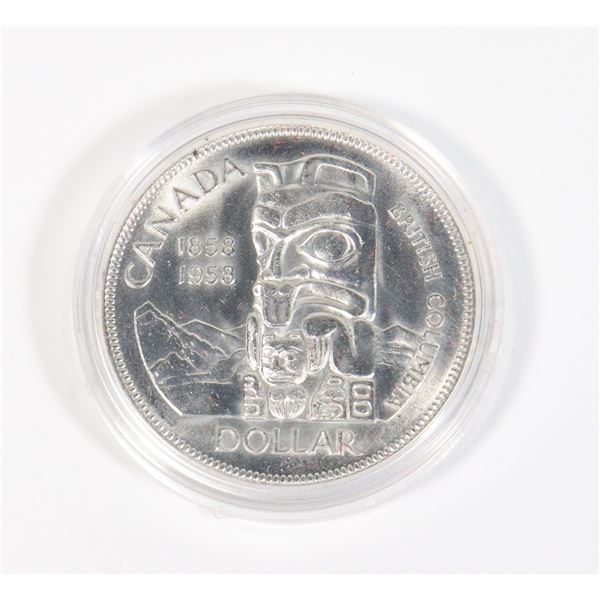1958 CANADA SILVER DOLLAR MS-63-65 IN CAPSULE