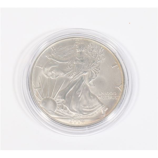 1-OZ 2004 AMERICAN SILVER EAGLE SILVER DOLLAR, UNITED