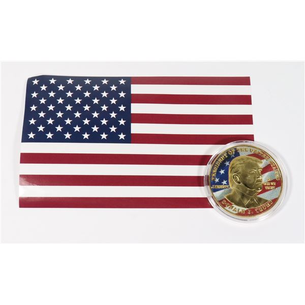 TRUMP COMMEMORATIVE COLORIZED ROUND, NOT SILVER