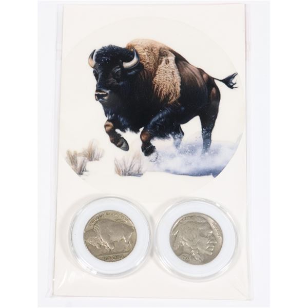 TWO 1937 US INDIAN HEAD NIKELS IN CAPSULES