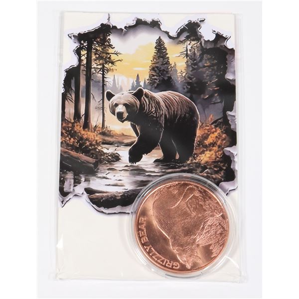1-OZ 999 FINE COPER ROUND THE GRIZZLY BEAR