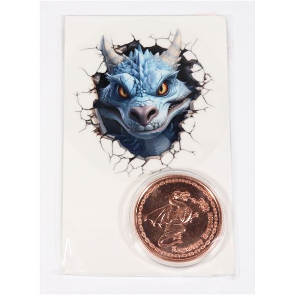 1-OZ 999 FINE COPER ROUND THE DRAGON