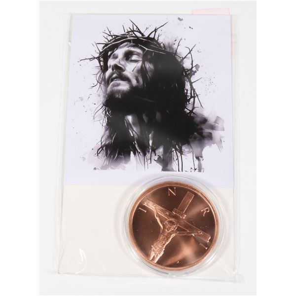 1-OZ 999 FINE COPER ROUND CRUCIFIXION