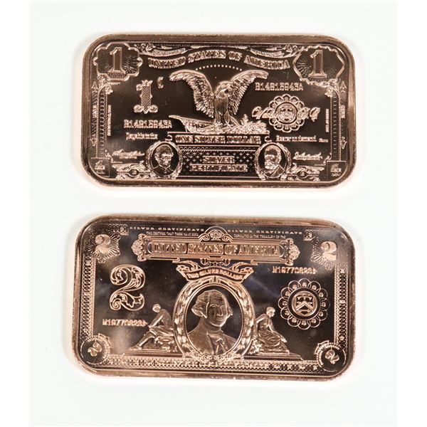 TWO 1-OZ 999 FINE COPPER BARS
