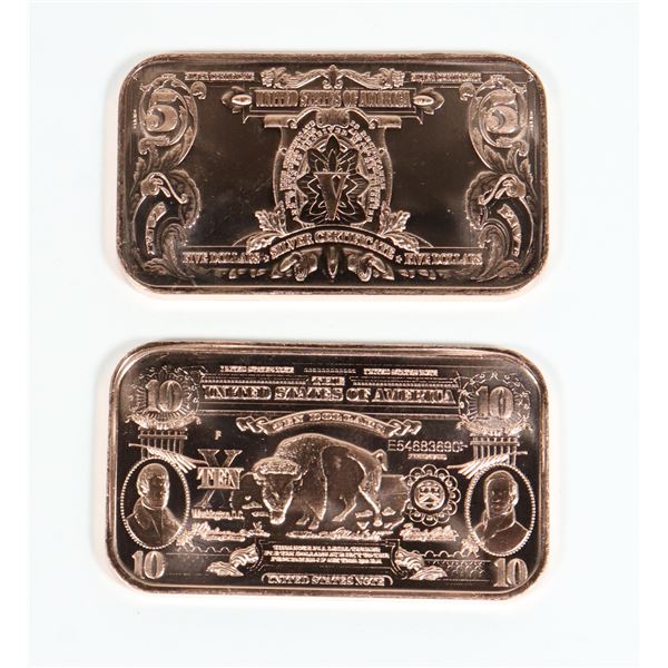TWO 1-OZ 999 FINE COPPER BARS