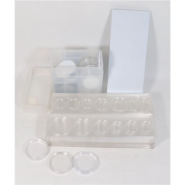 10 HARD PLASTIC YEAR SET HOLDERS, 20 SMALL COIN