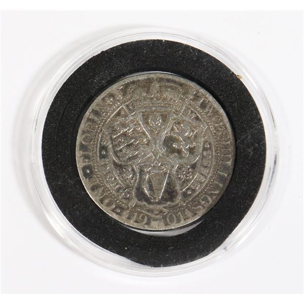 1901 2 SHILLINGS- 1 FLORIN QUEEN VICTORIA .925