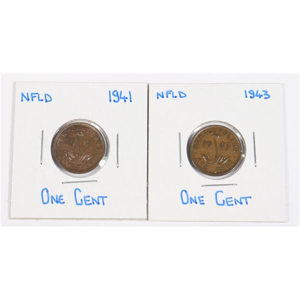 NEWFOUNDLAND ONE CENT - PENNY - 1941 & 1943
