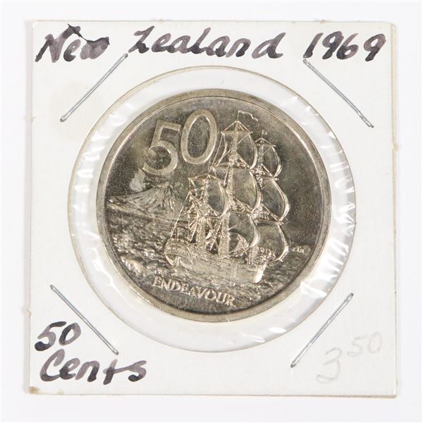 NEW ZEALAND 1969 50 CENTS COIN -
