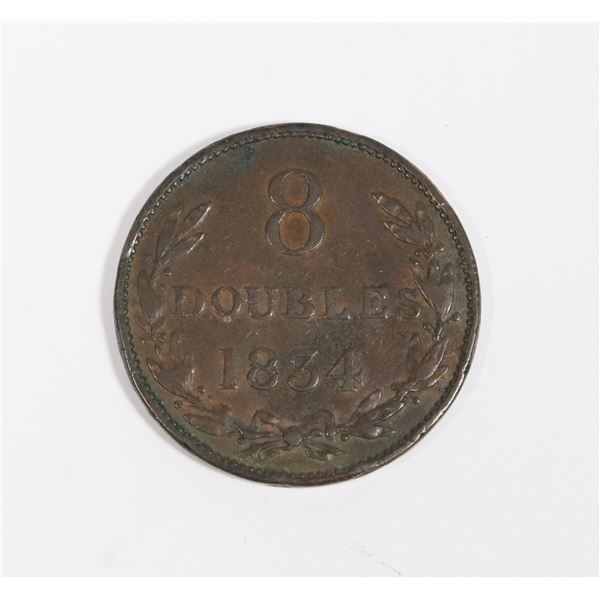 1834 GUERNESEY 8 DOUBLES COIN - HANSWORTH