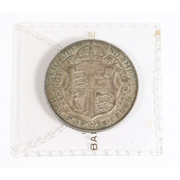 1918 GREAT BRITAIN HALF CROWN 92.5% SILVER
