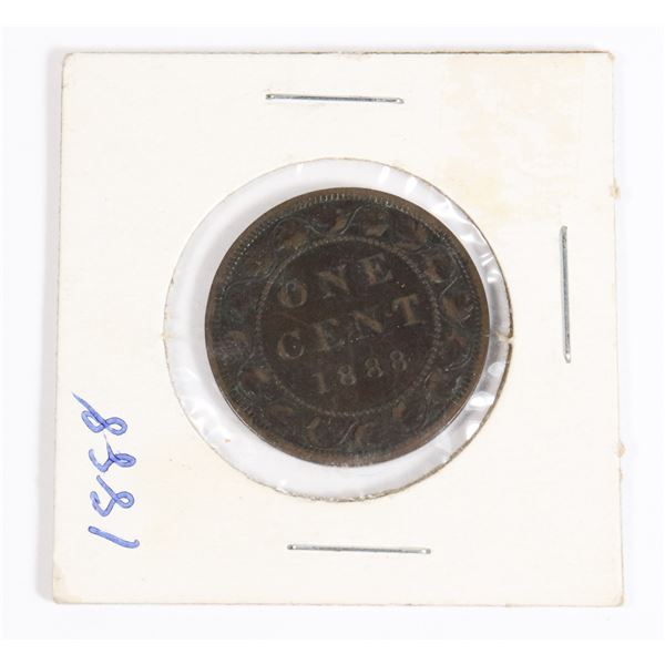 1888 CANADA ONE CENT PENNY - LARGE CENT - QUEEN