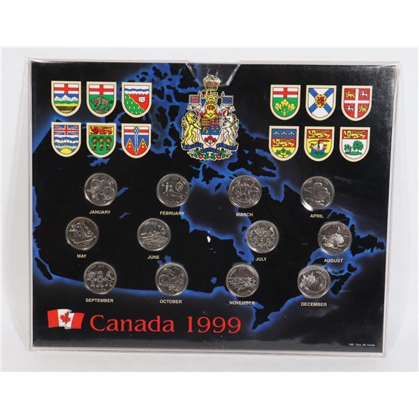 1999 CANADA 25 CENTS 12-COIN SET IN HOLDER