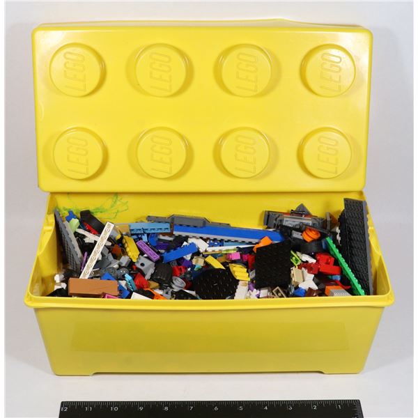 LEGO BRICK STORAGE CONTAINER WITH MISC. LEGO INCL.
