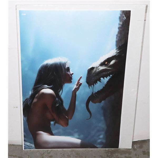 NEW GIRL AND DRAGON FANTASY CANVAS POSTER ON