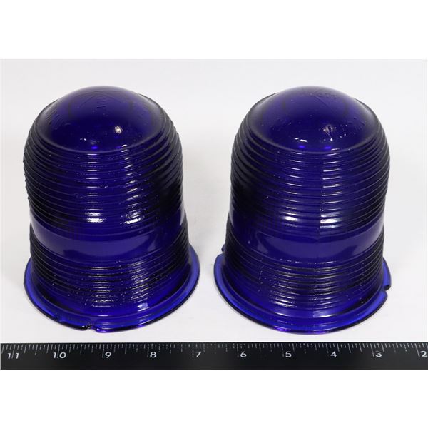 LOT OF 2 - VINTAGE COBALT BLUE RUNWAY LIGHT LENSE