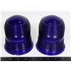 Image 1 : LOT OF 2 - VINTAGE COBALT BLUE RUNWAY LIGHT LENSE