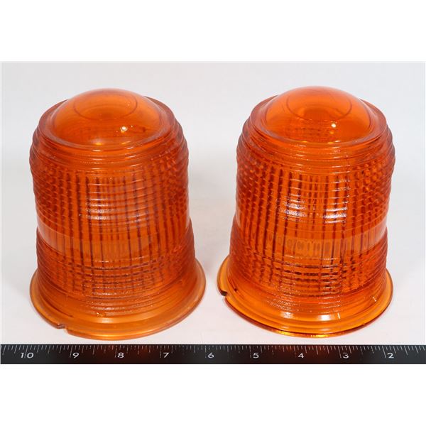 LOT OF 2 - VINTAGE AMBER RUNWAY LIGHT LENSES