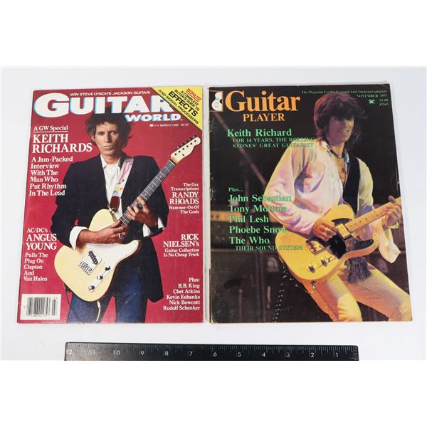 LOT OF 2 GUITAR MAGS W/KEITH RICHARDS 1977 & 1986