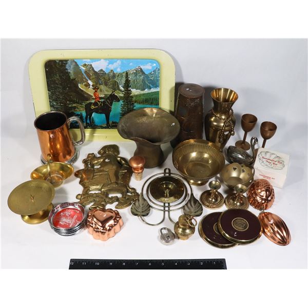 LARGE VINTAGE BRASS AND METAL LOT INCLUDING RCMP