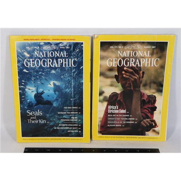 2 VINTAGE NATIONAL GEOGRAPHIC BOOKS APRIL, AUGUST