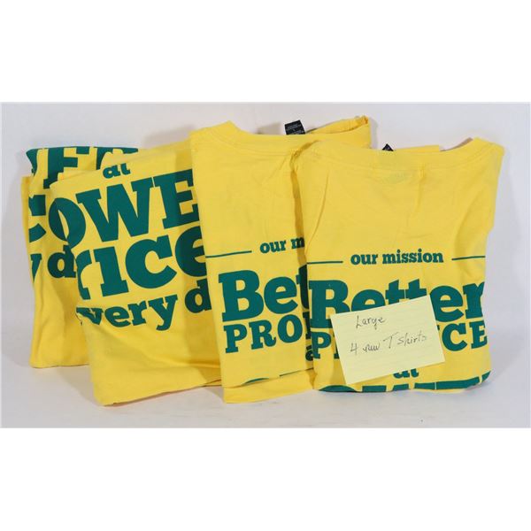 FOUR SIZE LARGE T-SHIRTS