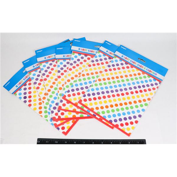 LOT OF POLKA DOT BIRTHDA Y PARTY LOOT BAGS