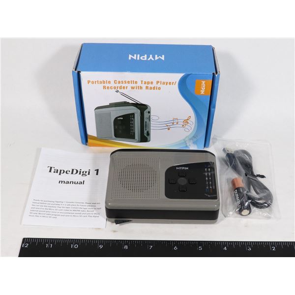 PORTABLE CASSETTE TAPE PLAYER, RECORDER AND RADIO
