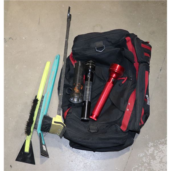 MISC. LOT OF ITEMS INCL. 3 SNOW BRUSHES
