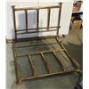 Image 1 : ANTIQUE BRASS BED FRAME DOUBLE SIZE HAS CASTORS,