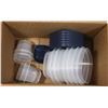 Image 1 : BOX OF NEW RUBBERMAID CONTAINERS, SMALL SIZES ONLY