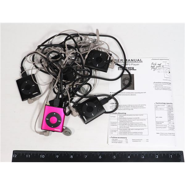 FOUR MISSIL FLASH MP3 PLAYERS WITH CABLES AND HEAD