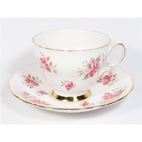 COLCLOUGH DAINTY ROSE PATTERN TEACUP AND SAUCER
