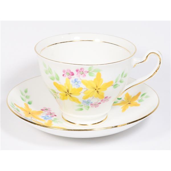 CLARE BONE CHINA TEACUP AND SAUCER
