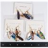 Image 1 : 3 NEW SETS OF 3 ENAMEL FEATHER DESIGN DANGLE