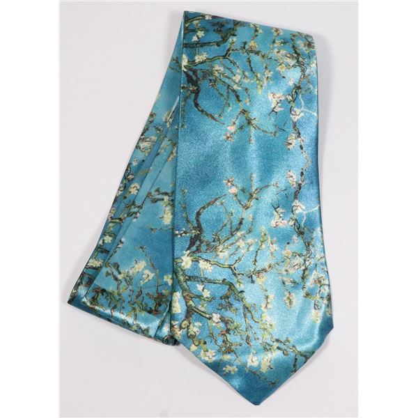 NEW ALMOND BLOSSOM TREE THEMED POLYESTER NECK TIE