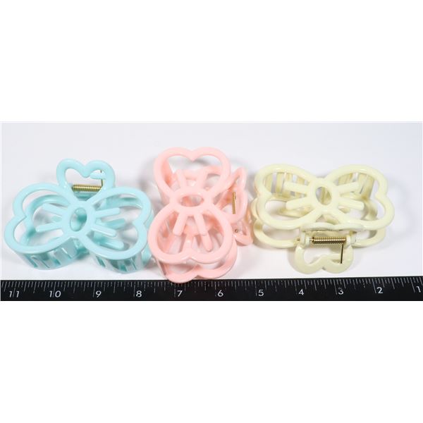 NEW 3 PCE SET OF CAT WHISKER BOW CLAW HAIR CLIPS