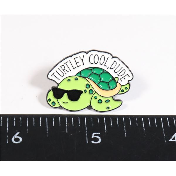 NEW PUNNY ANIMAL LAPEL PIN. TURTLEY COOL, DUDE