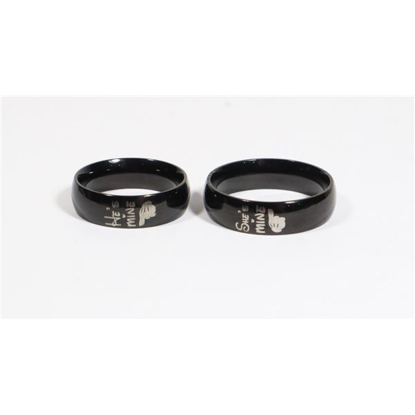NEW SHE'S MINE AND HE'S MINE COUPLE'S RINGS SIZE 7