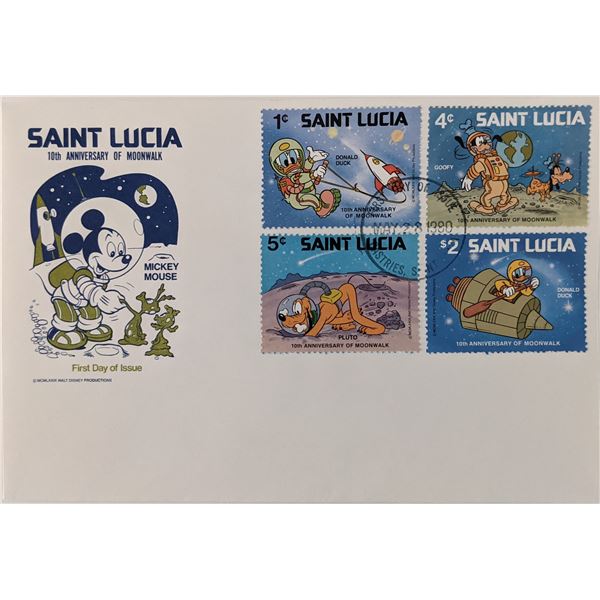 St. Lucia 1980  Disney Space Scenes First Day Cover