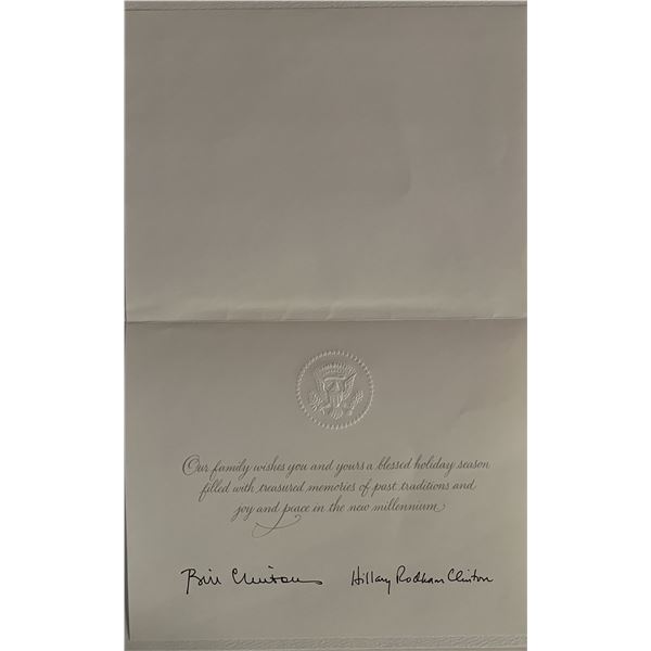 Bill and Hillary Clinton facsimile signed Christmas card
