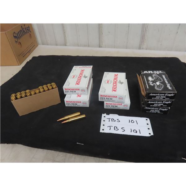 (140 Rounds) Winchester + American Eagle 223 Rem Ammo 