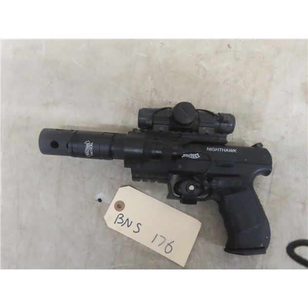 Walther Night Hawk 177 Pellet Repeater Serial# J064433374 CO2 with Tactical Light & Laser Scop