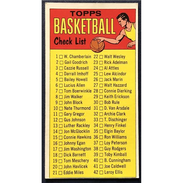 1969-70 TOPPS CHECKLIST