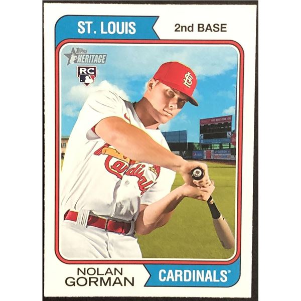 2023 TOPPS HERITAGE NOLAN GORMAN ROOKIE CARD
