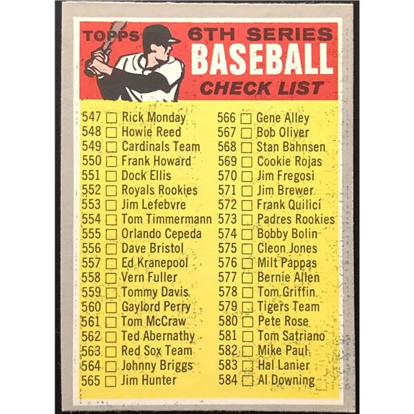 1970 O-PEE-CHEE 6th SERIES CHECKLIST