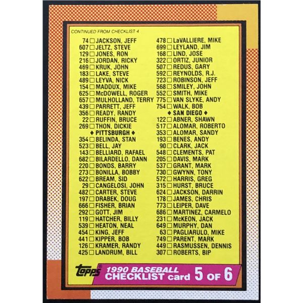 1990 TOPPS CHECKLIST #5